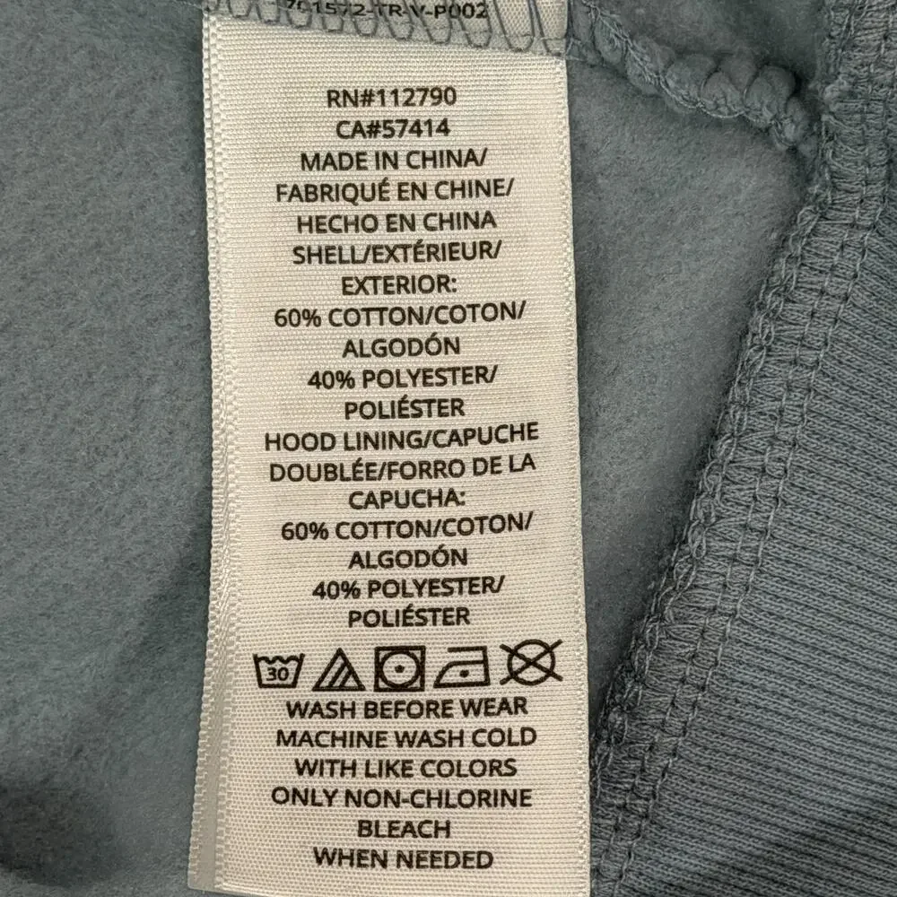 True Religion Men's OBB Full Zip Hoodie Dusty Blue Fleece Sweatshirt Large L NWT